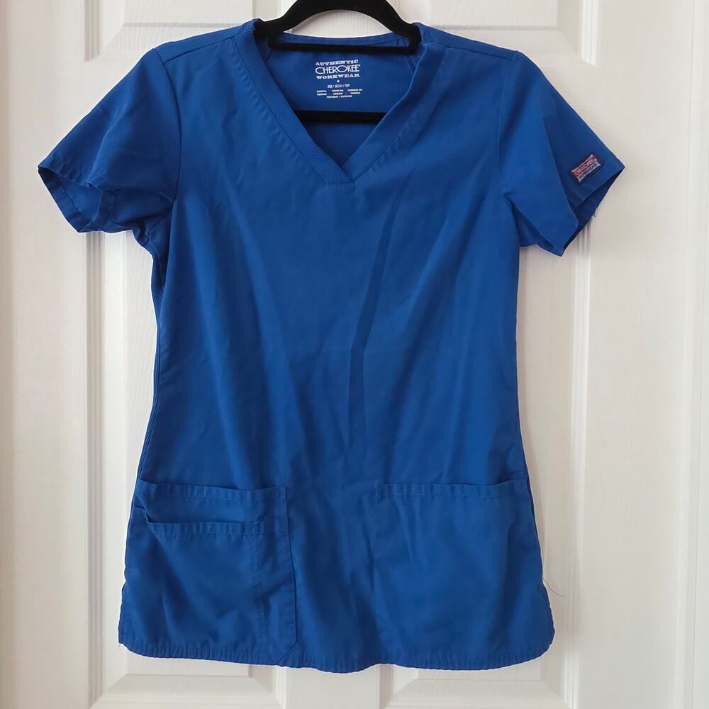 Cherokee Workwear Scrub Top Royal Blue Size XS (B)